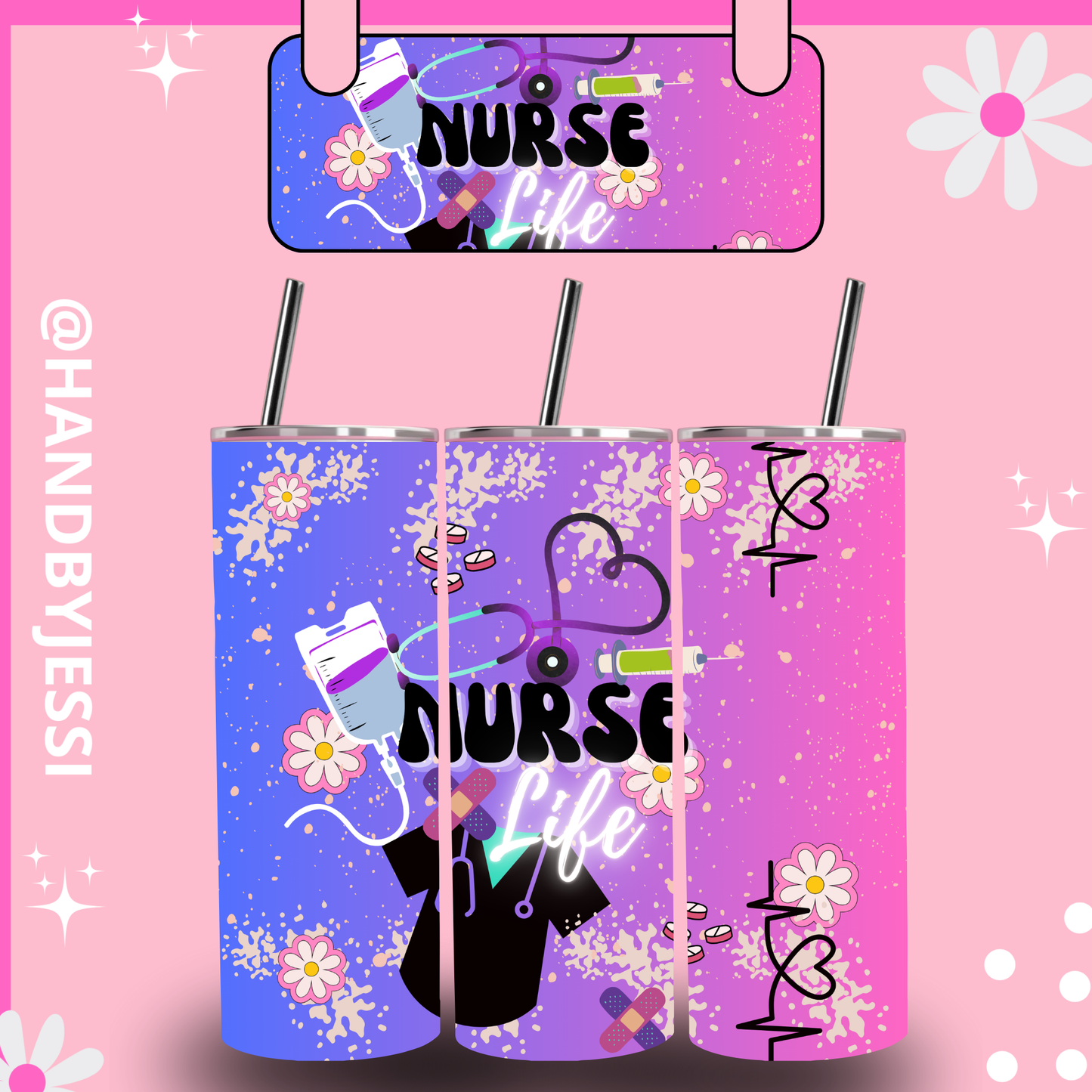 NURSE PURPLE SKINNY TUMBLER