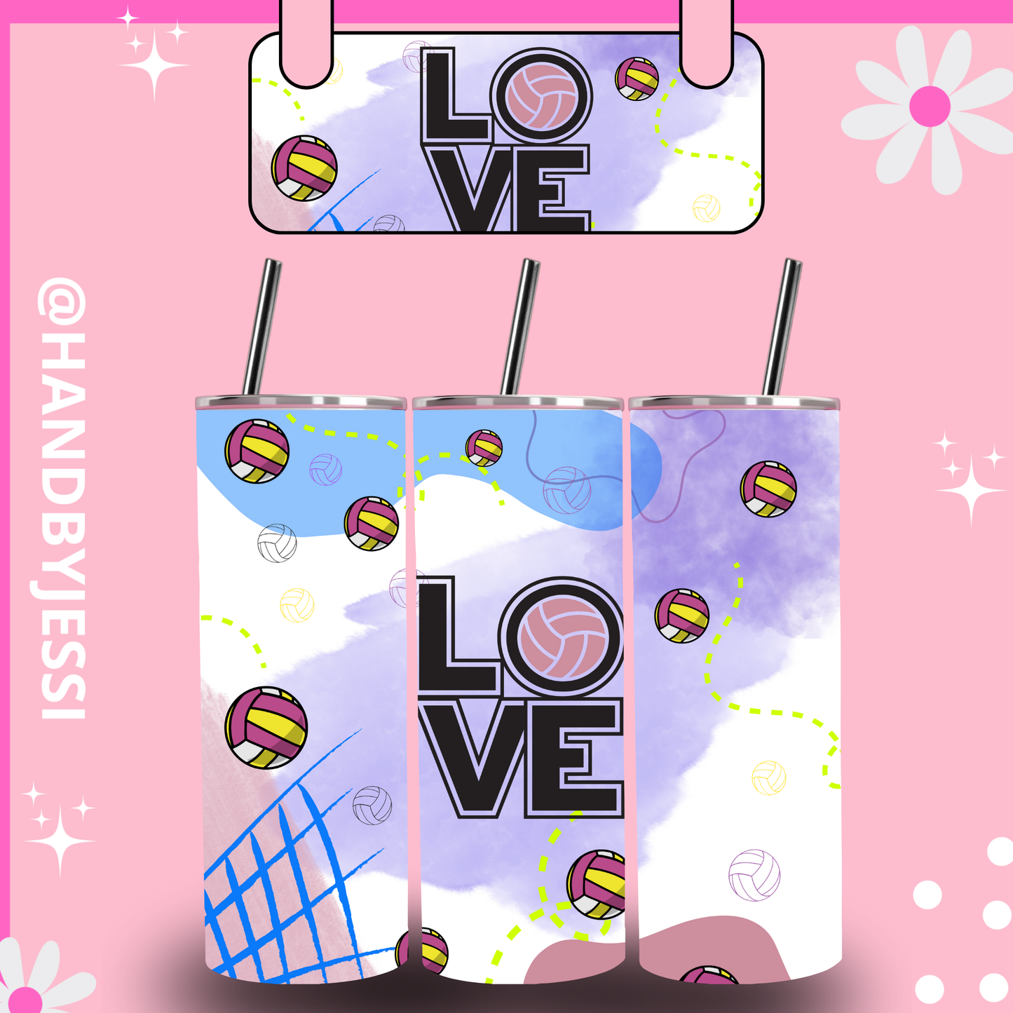 LOVE VOLLEYBALL SKINNY TUMBLER