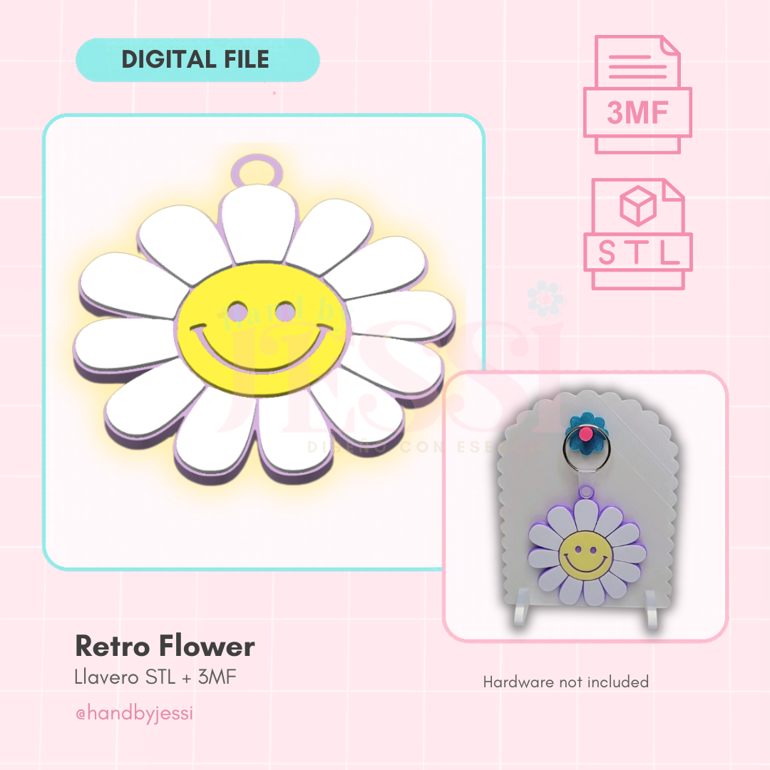 STL/3MF FILE ONLY – Groovy Flower Keychain