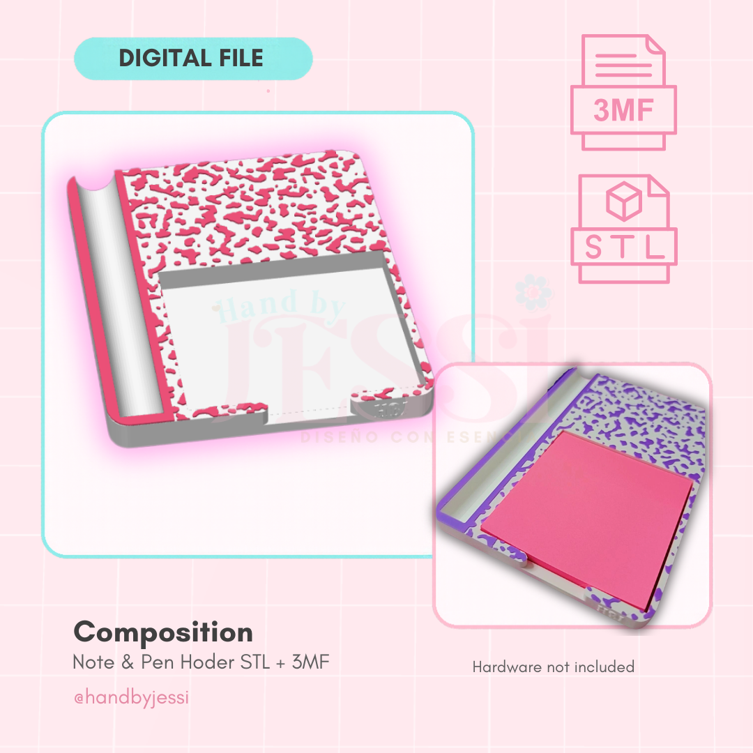 STL/3MF FILE ONLY – Composition Note & Pen holder