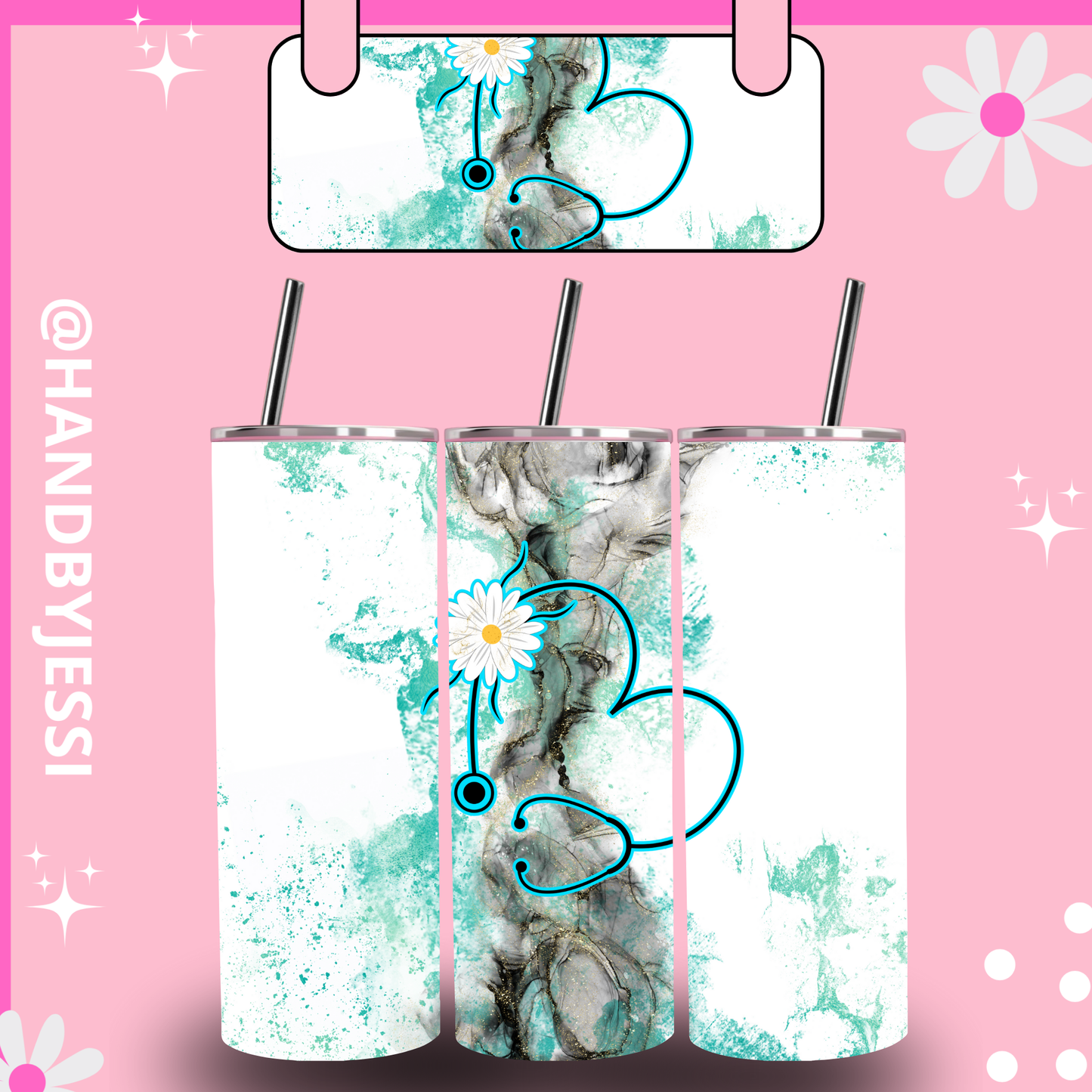 NURSE TEAL SKINNY TUMBLER