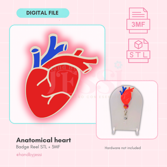 STL/3MF FILE ONLY – Anatomical Heart Badge Reel