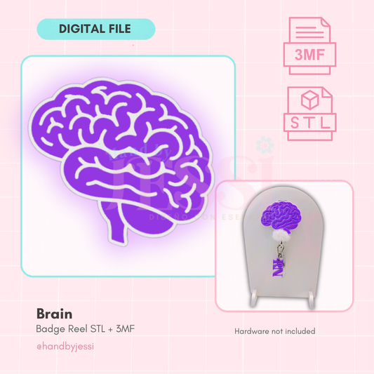 STL/3MF FILE ONLY – Brain Badge Reel