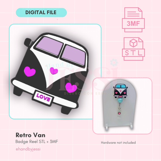 STL/3MF FILE ONLY – Retro Van Badge Reel