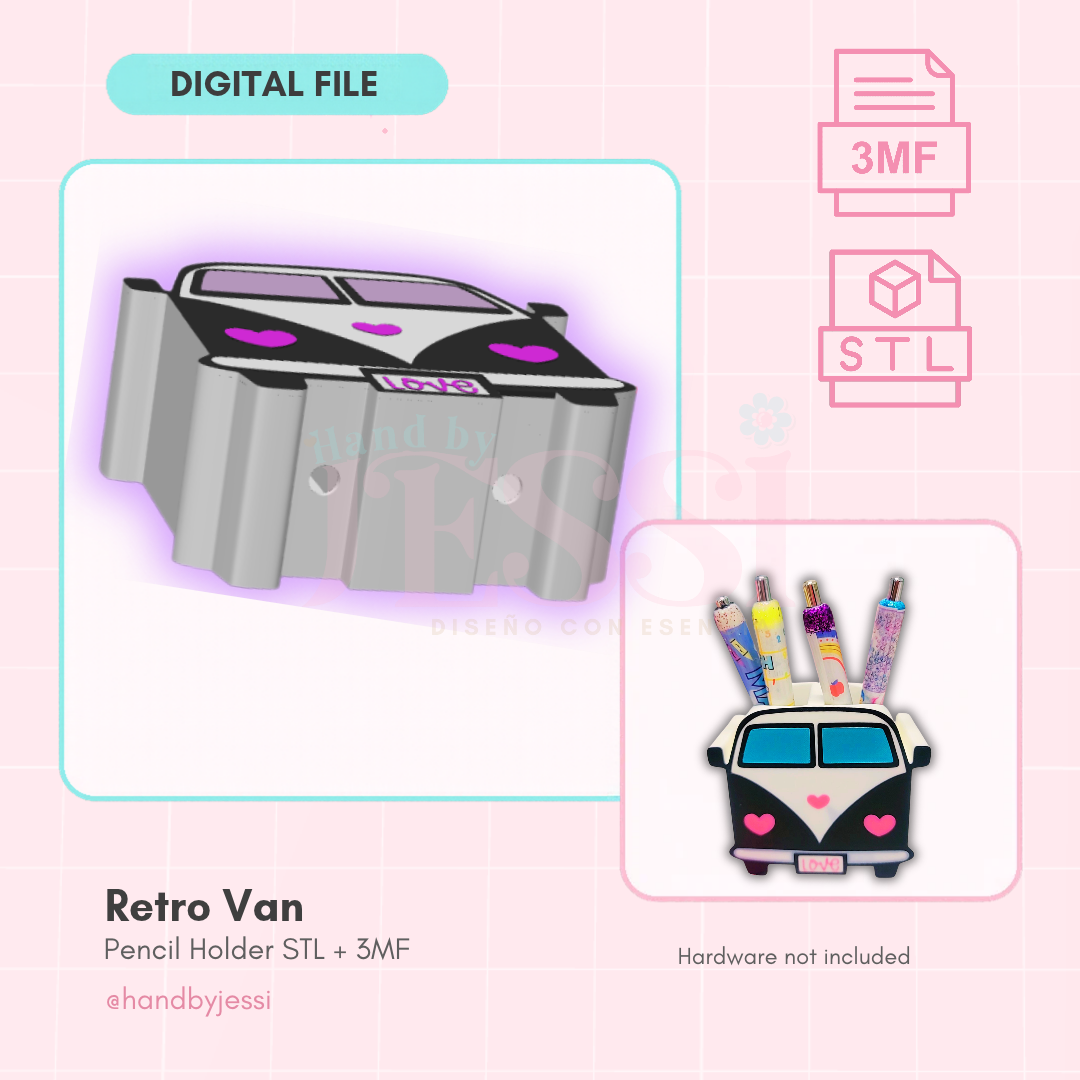 STL/3MF FILE ONLY – Retro Van Pen Holder