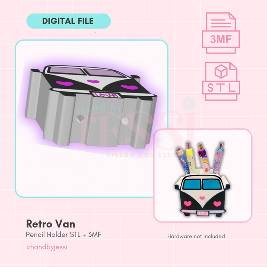 STL/3MF FILE ONLY – Retro Van Pen Holder